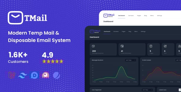Banner TMail - Modern Temp Mail & Disposable Email System - Image 1