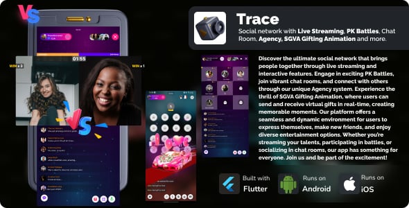 trace_Preview_Image (1) Trace social network with Live Streaming, PK battles, Chat room, Agency and more - Image 1