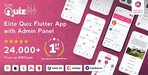 Elite Quiz - Trivia Quiz | Quiz Game - Flutter Full App + Admin Panel Cover Elite Quiz Trivia Quiz | Quiz Game Flutter Full App + Admin Panel Cover