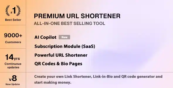 Premium URL Shortener - AI Link Shortener, Bio Pages & QR Codes Cover Premium URL Shortener AI Link Shortener, Bio Pages & QR Codes Cover